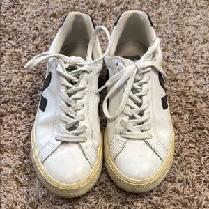 Veja White Sneakers with Black V Logo
